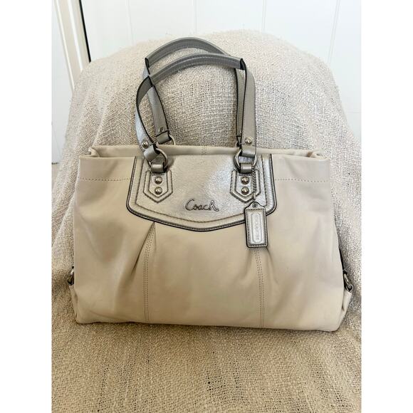 Coach White and Silver Satchel - Picture 2 of 10